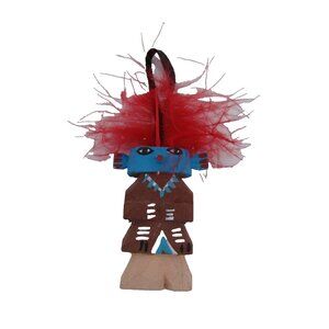 Kachina Doll Christmas Ornament Desert Southwest Collection Wood Red Feather